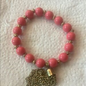 Elegant Pink Beaded Bracelet with Gold Accents